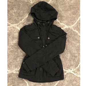 Black Hooded Cargo Anorak Jacket